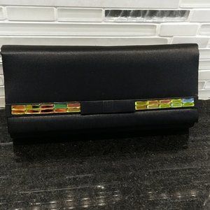 BORGHESE PRISMATIC CLUTCH BAG PURSE PRISM SATIN RAINBOW BAGUETTE PROM OCCASION